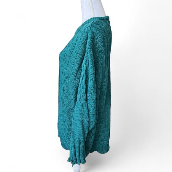 Blarney woolen mills vintage teal green knit sweater oversized grandmacore cozy - Picture 5 of 10